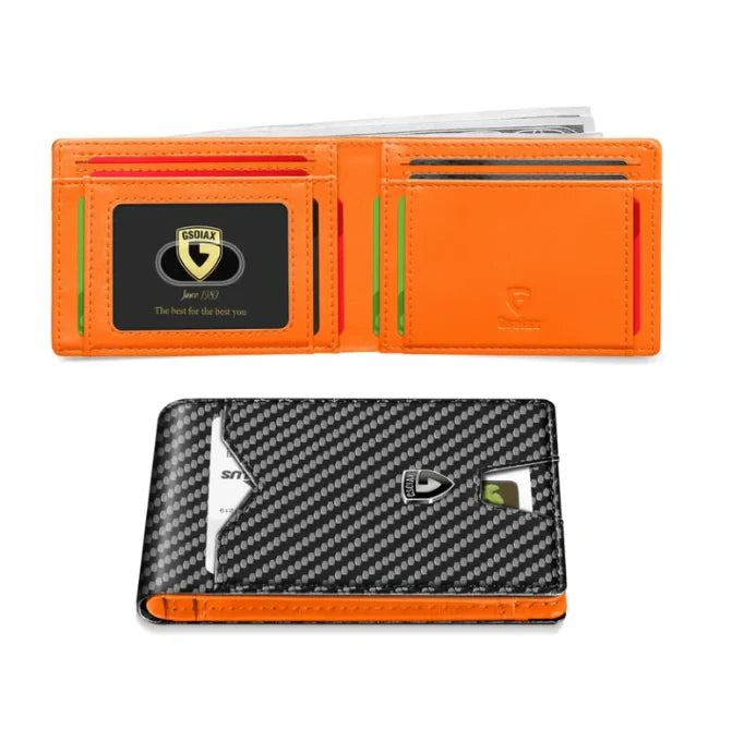 🔥 Porte-cartes de crédit en cuir et fibre de carbone avec protection RFID